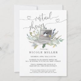 Grönt bärbar dator | Virtuell baby shower-inbjudan