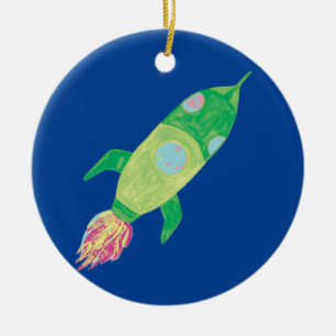 Grönt Barnområn Julgransprydnad Keramik