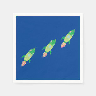 Grönt Barnomrymdsraketer Pappersservett