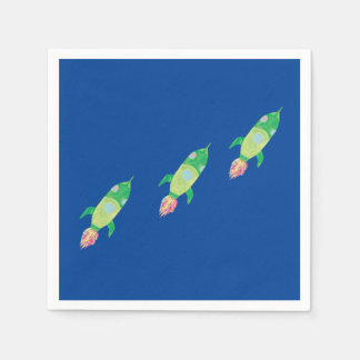 Grönt Barnomrymdsraketer Pappersservett