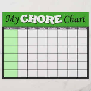 Grönt Barns chore Charts Reklamblad