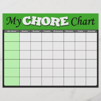 Grönt Barns chore Charts Reklamblad