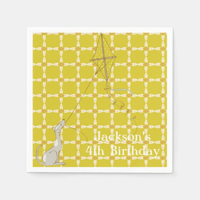 Grönt Barns Födelsedagsfest Napkins med Hundar Pappersservett (Framsidan)