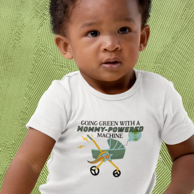 Grönt Barnvagn - Bodykosten Baby med Mamma T Shirt (Skapare uppladdad)