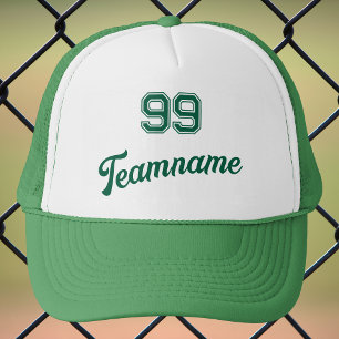 Grönt Baseball Anpassningsbar Player nummer och te Keps