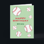 Grönt Baseball Bollar Grattis på födelsedagen Kids Kort<br><div class="desc">Grönt Baseball-för barn för födelsedagskort. Det här hälsningskortet för baseball personlig har en önskan från Grattis på födelsedagen,  namn och många basebollbollar. Systemet färg är rött,  grönt och vitt. Anpassa kortet med killens namn. Underbart födelsedag för baseboll och sport älskare.</div>