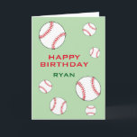 Grönt Baseball Bollar Grattis på födelsedagen Kids Kort<br><div class="desc">Grönt Baseball-för barn för födelsedagskort. Det här hälsningskortet för baseball personlig har en önskan från Grattis på födelsedagen,  namn och många basebollbollar. Systemet färg är rött,  grönt och vitt. Anpassa kortet med killens namn. Underbart födelsedag för baseboll och sport älskare.</div>
