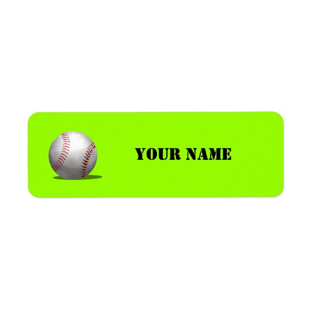 Grönt Baseball School Bok Returadress Etikett (Framsidan)