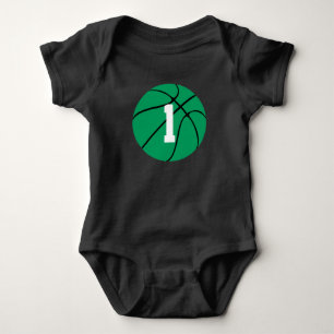 Grönt Basketball Anpassningsbar Jersey Number Baby T Shirt