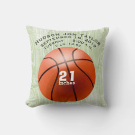 Grönt Basketball Boys Birth Record Kudde