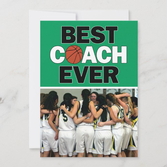 Grönt Basketball Coach Bästa någonsin-Anpassningsb Tack Kort (Framsida)