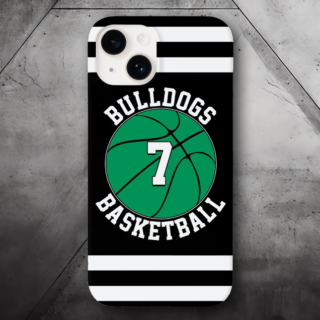Grönt Basketball Team Namn Player Number, Anpassni (green basketball phone case with custom team name and player number)