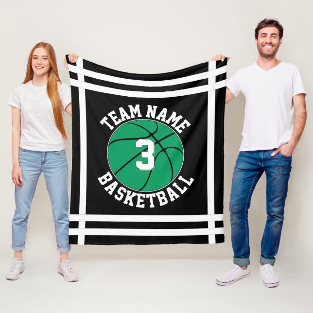 Grönt Basketball Team Namn & Player Number Sports Fleecefilt (På plats)