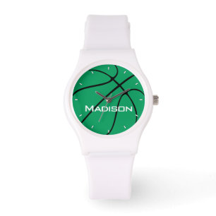 Grönt Basketball Womens Anpassningsbar Team eller Armbandsur