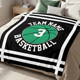 Grönt basketlag namn & spelarens nummer sporter fleecefilt
