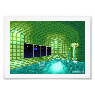Grönt Bassäng Pixel Art-utskrift Fototryck