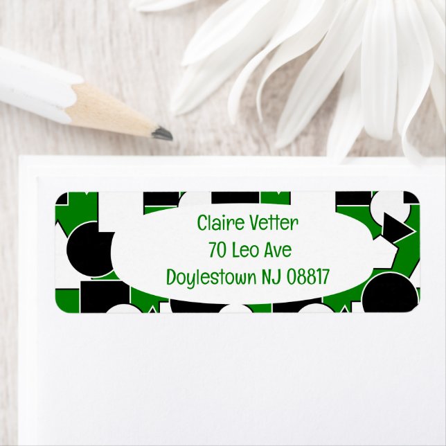 Grönt Bauhaus Collage Returadress Etikett (Insitu)