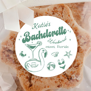 Grönt Beach Bachelorette Party-stiftare Runt Klistermärke