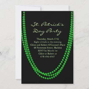 Grönt Bead St. Patrick's Day Party Investigation Inbjudningar