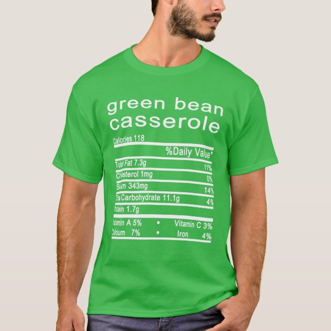 Grönt Bean Casserole Nutrition Facts etikett Thank T Shirt (Framsida)