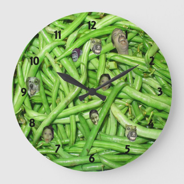 Grönt Bean Head Clock Stor Klocka (Framsida)