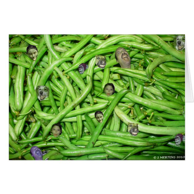 Grönt Bean Head! Hälsningskort (Framsidan Horizontal)