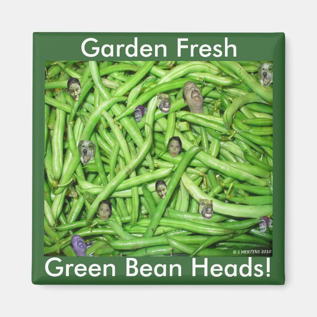 Grönt Bean Head! Magnet (Framsidan)