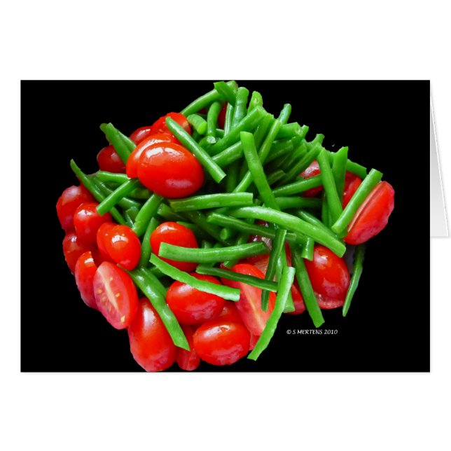 Grönt Bean och Tomater Hälsningskort (Framsidan Horizontal)
