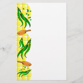 Grönt Beans Frys Pan Retro Kitchen Stationery Brevpapper