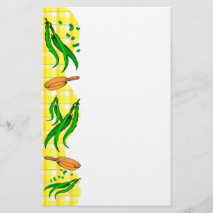 Grönt Beans Frys Pan Retro Kitchen Stationery Brevpapper