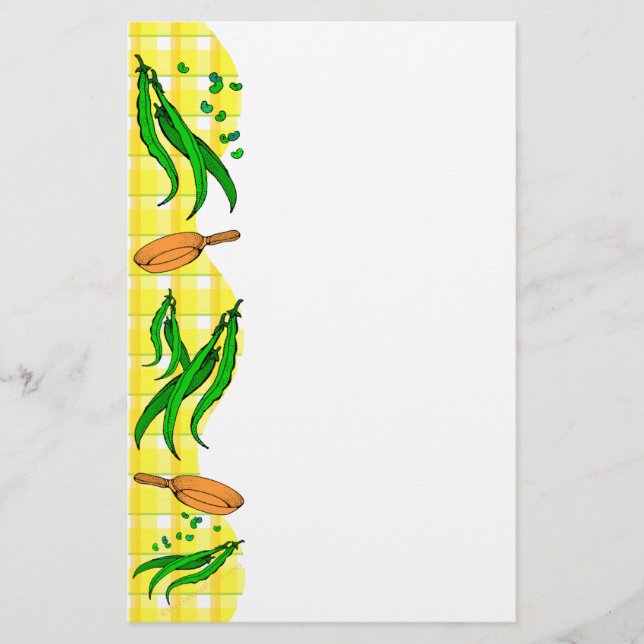 Grönt Beans Frys Pan Retro Kitchen Stationery Brevpapper (Framsida)