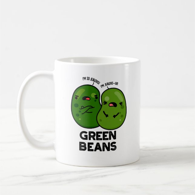 Grönt Beans Funny Jeverse Bean Pun Kaffemugg (Vänster)