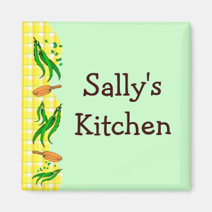 Grönt Beans Retro Anpassningsbar Gult Kitchen Magn Magnet