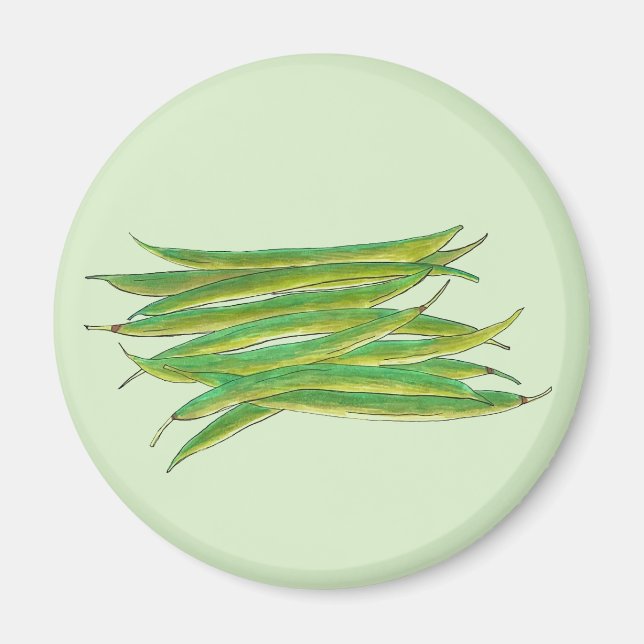 Grönt Beans Vegetable Garden Veg Restaurant Chef Magnet (Framsidan)