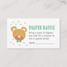 Grönt Bear Diaper Raffle Biljett