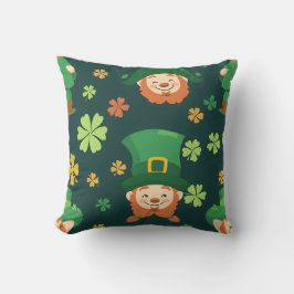 Grönt Bearded Leprechaun Mönster Kudde