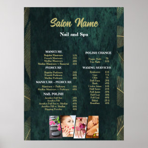 Grönt Beauty Nail Salon Pris List-meny Poster