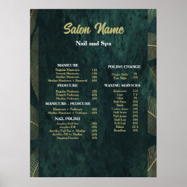 Grönt Beauty Nail Salon Pris List-meny Poster