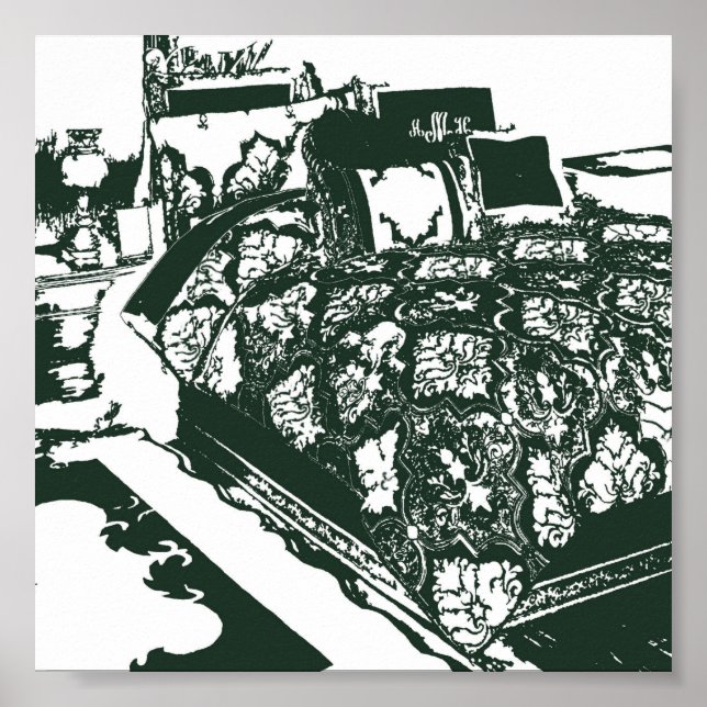 Grönt Bedroom Sketch Poster (Framsidan)