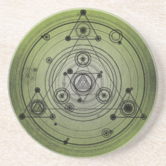Grönt bedrövad sakral geometridesign underlägg