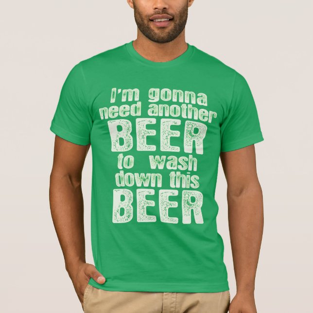 Grönt Beer Day Irish Humor Tee (Framsida)