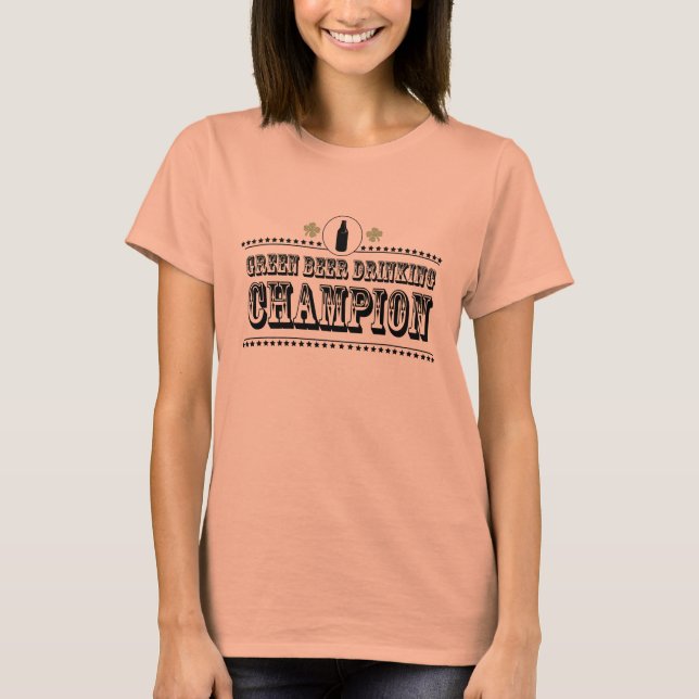 Grönt Beer Drinking Champion Tee Shirt (Framsida)