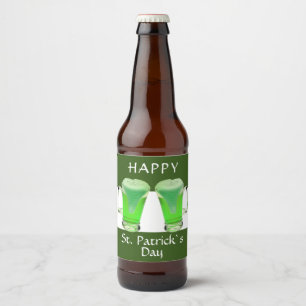 Grönt Beer Glass Lycklig St. Patrick's day Ölflaska Etikett