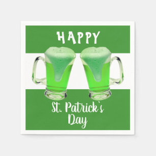 Grönt Beer Glass Lycklig St. Patrick's day Pappersservett