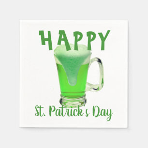 Grönt Beer Glass Lycklig St. Patrick's day Party Pappersservett