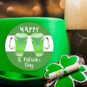 Grönt Beer Glass Lycklig St. Patrick's day Runt Klistermärke