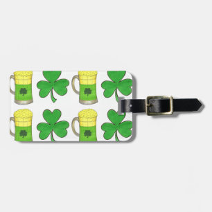 Grönt Beer Irish Shamrock St. Patrick's Day Lucky Bagagebricka
