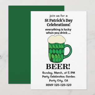 Grönt Beer Lucky St patricks day Grönt Beer Inbjudningar