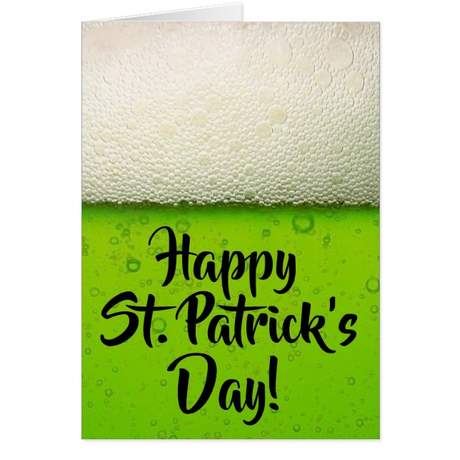 Grönt Beer Lycklig St. Patrick's Day Card Hälsningskort (Framsidan)