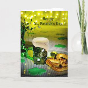 Grönt Beer Mugg Shamrock Pretzels St. Patrick's Da Helgkort